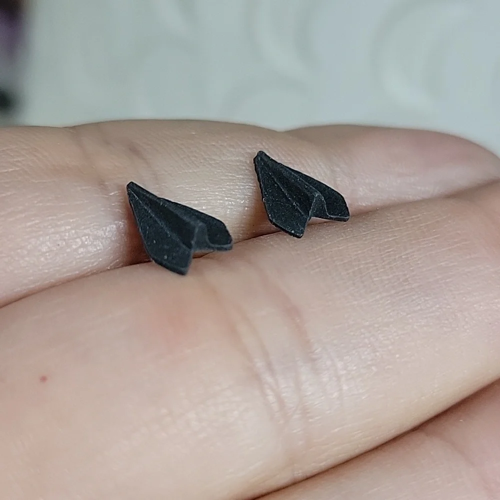 Ceramic Paper Airplane Stud Earrings